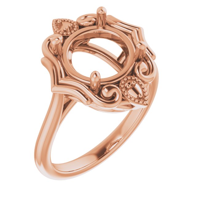 18K Rose9.4 mm Round Ring Mounting