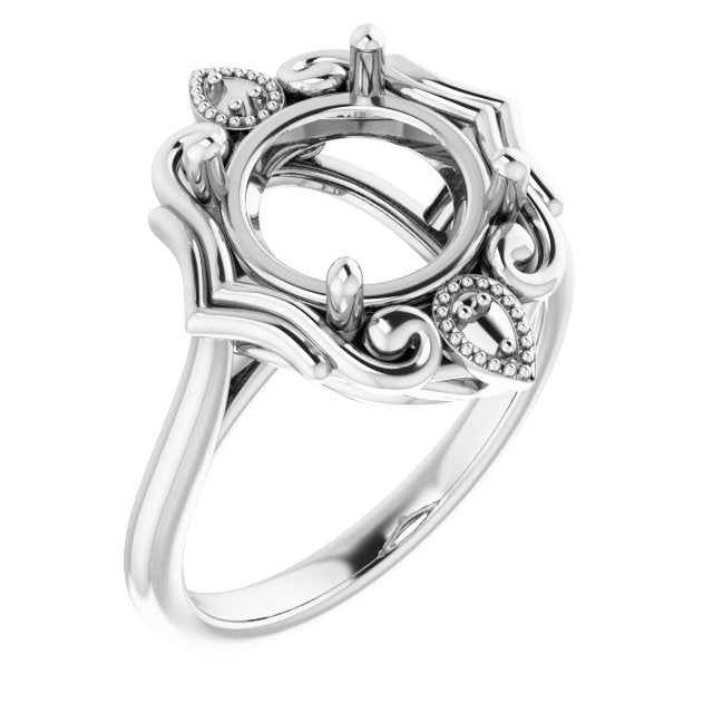 14K X1 White9.4 mm Round Ring Mounting