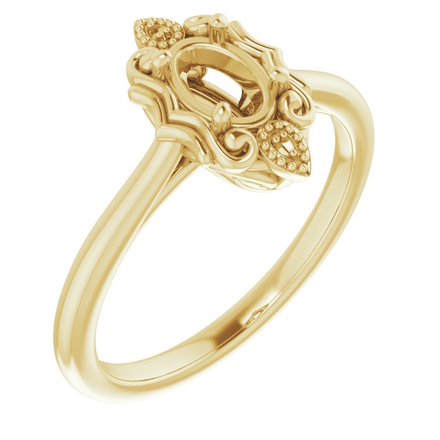 18K Yellow6x4 mm Oval Ring Mounting