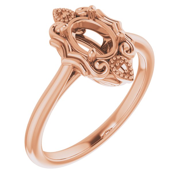 14K Rose7x5 mm Oval Ring Mounting