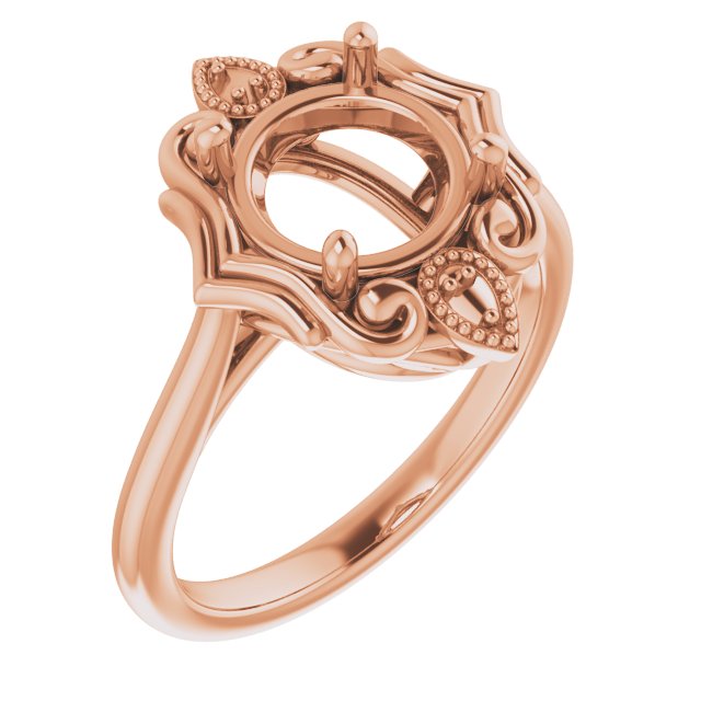 10K Rose8.2 mm Round Ring Mounting