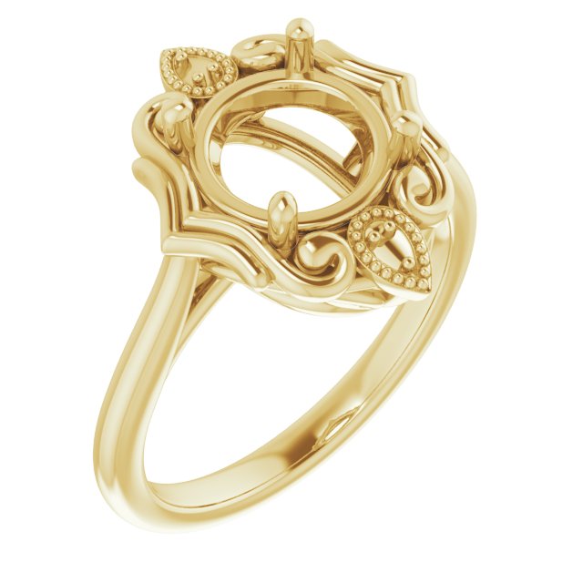 14K Yellow8.2 mm Round Ring Mounting