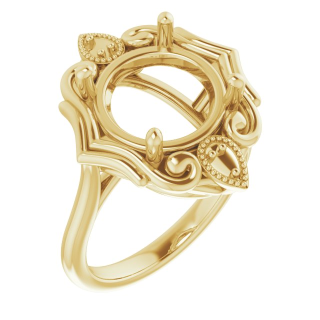 14K Yellow11 mm Round Ring Mounting