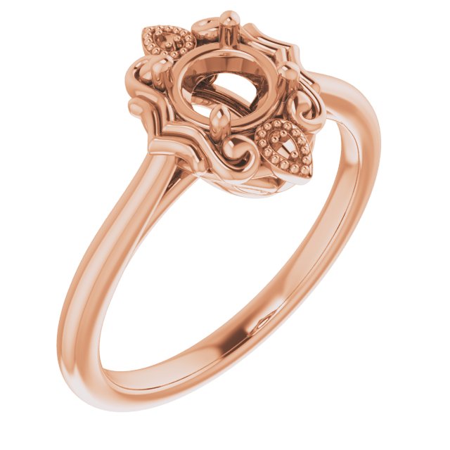10K Rose5.2 mm Round Ring Mounting