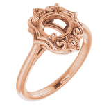 14K Rose7 mm Round Ring Mounting
