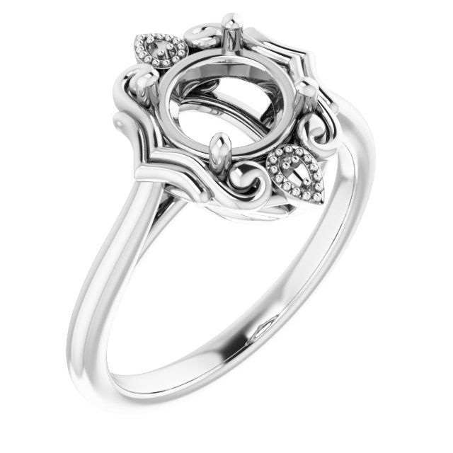 14K X1 White7 mm Round Ring Mounting