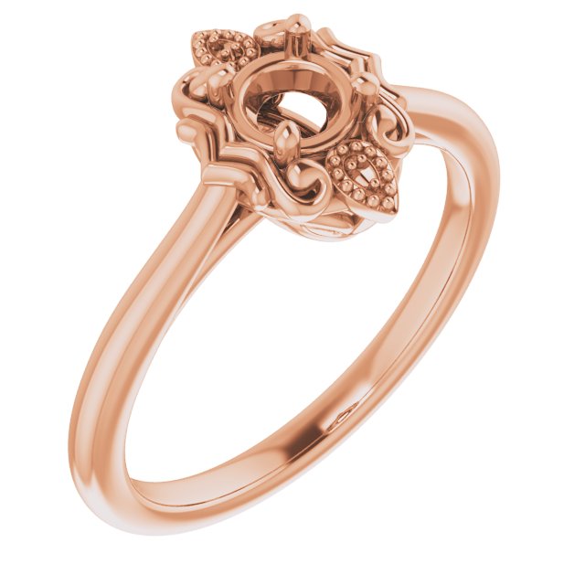 18K Rose4.4 mm Round Ring Mounting