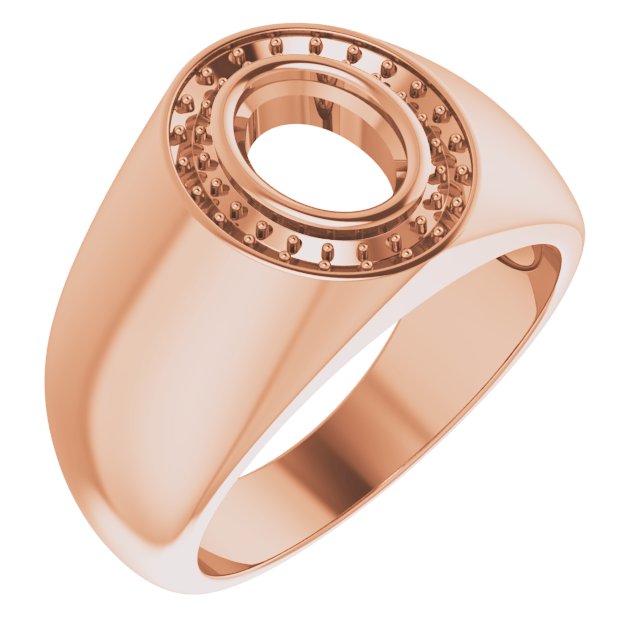18K Rose 8x6 mm Oval Ring Mounting