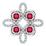 Platinum Natural Ruby & 1/6 CTW Natural Diamond Clover Pendant