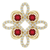 14K Yellow Natural Mozambique Garnet & 1/6 CTW Natural Diamond Clover Pendant