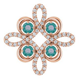 14K Rose Lab-Grown Alexandrite & 1/6 CTW Diamond Clover Pendant