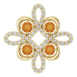 14K Yellow Natural Citrine & 1/6 CTW Natural Diamond Clover Pendant