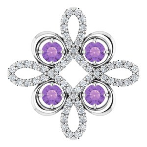 Platinum Natural Amethyst & 1/6 CTW Natural Diamond Pendant
