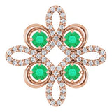 14K Rose Lab-Grown Emerald & 1/6 CTW Diamond Clover Pendant
