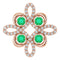 14K Rose Lab-Grown Emerald & 1/6 CTW Diamond Clover Pendant
