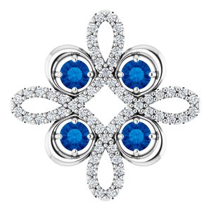 Platinum Lab-Grown Blue Sapphire & 1/6 CTW Diamond Clover Pendant