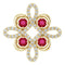 14K Yellow Lab-Grown Ruby & 1/6 CTW Diamond Clover Pendant