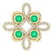 14K Yellow Lab-Grown Emerald & 1/6 CTW Diamond Clover Pendant
