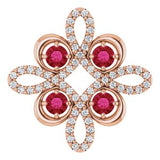 14K Rose Natural Ruby & 1/6 CTW Natural Diamond Clover Pendant