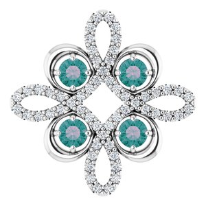 14K White Natural Alexandrite & 1/6 CTW Natural Diamond Pendant