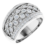 14K White 1 CTW Natural Diamond Ring Size 8.5