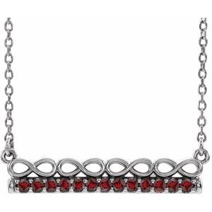 Platinum Natural Mozambique Garnet Infinity-Inspired Bar 18" Necklace