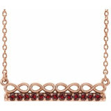 14K Rose Natural Mozambique Garnet Infinity-Inspired Bar 18" Necklace
