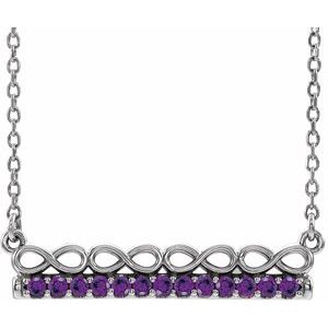 14K White Natural Amethyst Infinity-Inspired Bar 16" Necklace