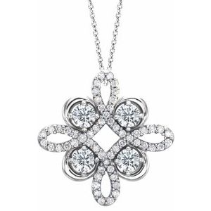 Platinum 1/3 CTW Natural Diamond Clover 18" Necklace