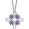 Platinum Natural Amethyst & 1/6 CTW Natural Diamond Clover 18