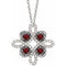 Platinum Natural Mozambique Garnet & 1/6 CTW Natural Diamond Clover 18