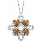 Platinum Natural Citrine & 1/8 CTW Natural Diamond Clover 18" Necklace