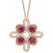 14K Rose Lab-Grown Ruby & 1/6 CTW Diamond Clover 18
