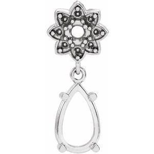 Sterling Silver 8x5 mm Pear Floral-Inspired Pendant Mounting