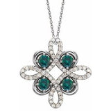 14K White Lab-Grown Alexandrite & 1/6 CTW Diamond Clover 18" Necklace