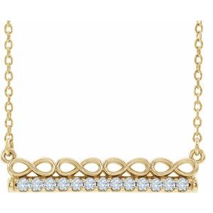 14K Yellow 1/5 CTW Natural Diamond Infinity-Inspired Bar 16" Necklace