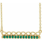 14K Yellow Natural Emerald Infinity-Inspired Bar 16" Necklace
