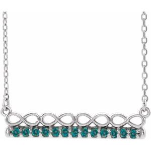 Platinum Natural Alexandrite Infinity-Inspired Bar 18" Necklace