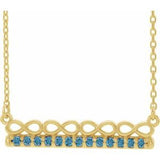 14K Yellow Natural Aquamarine Infinity-Inspired Bar 18" Necklace
