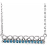 Platinum Natural Aquamarine Infinity-Inspired Bar 16" Necklace