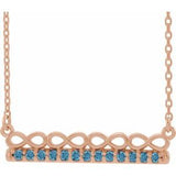 14K Rose Natural Aquamarine Infinity-Inspired Bar 18" Necklace