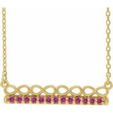 14K Yellow Natural Pink Tourmaline Infinity-Inspired Bar 16" Necklace