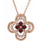 14K Rose Natural Mozambique Garnet & .08 CTW Natural Diamond Clover 18