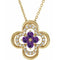 14K Yellow Natural Amethyst & .08 CTW Natural Diamond Clover 18