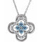 14K White Natural Aquamarine & .08 CTW Natural Diamond Clover 18