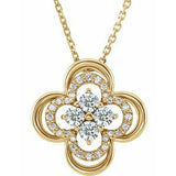 14K Yellow 1/3 CTW Natural Diamond Clover 18" Necklace