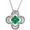 Platinum Natural Emerald & .08 CTW Natural Diamond Clover 18