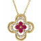 14K Yellow Lab-Grown Ruby & .08 CTW Natural Diamond Clover 18