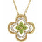 14K Yellow Natural Peridot & .08 CTW Natural Diamond Clover 18