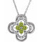 14K White Natural Peridot & .08 CTW Natural Diamond Clover 18